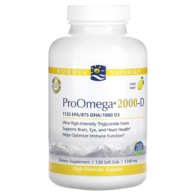 Nordic Naturals ProOmega 2000-D Lemon 1,250 mg 120 Soft Gels 768990121357