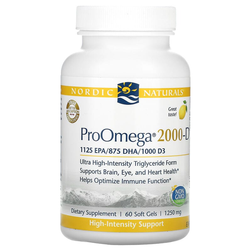 Nordic Naturals ProOmega 2000-D Lemon 1250 mg 60 Soft Gels 768990121340