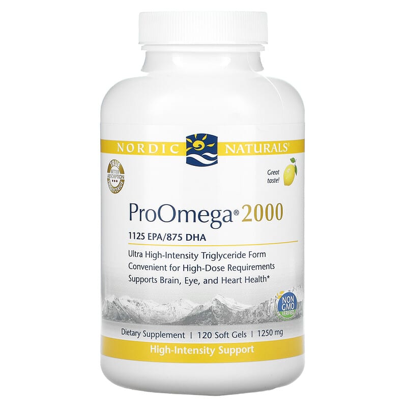 Nordic Naturals ProOmega 2000 Lemon 1,250 mg 120 Soft Gels 768990121371