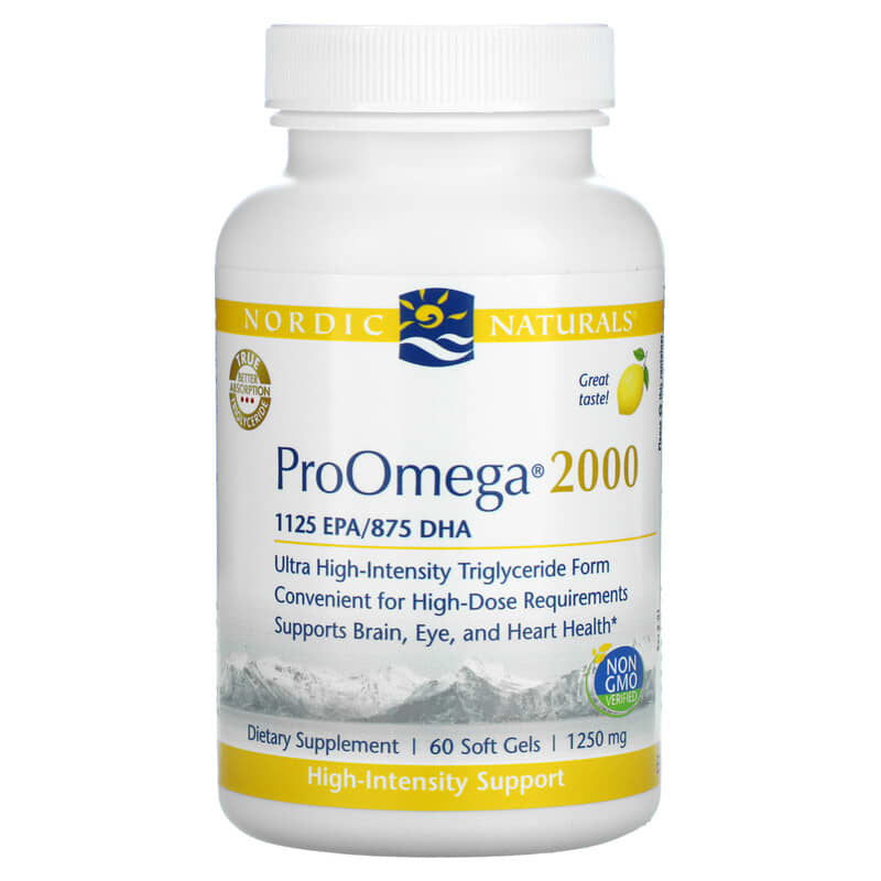 Nordic Naturals ProOmega 2000 Lemon 1250 mg 60 Soft Gels 768990121388