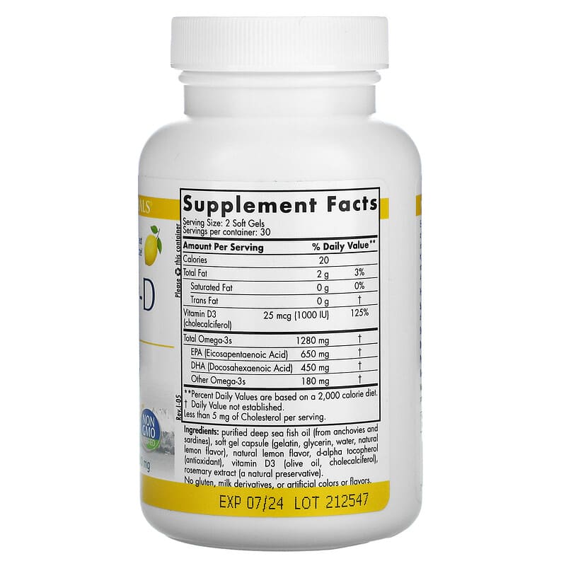 Nordic Naturals, ProOmega-D, Lemon, 1,000 mg, 60 Soft Gels 768990121241