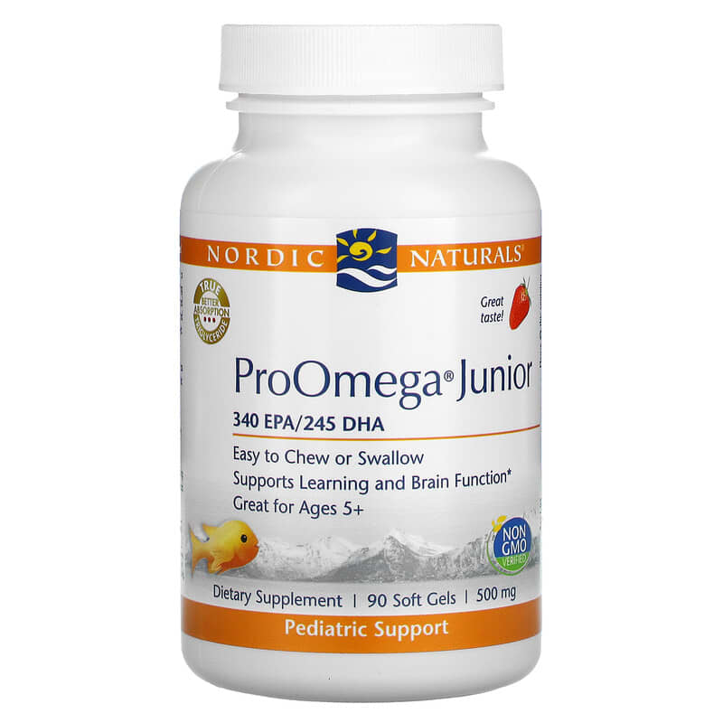 Nordic Naturals ProOmega Junior Strawberry 340 mg 90 Soft Gels 768990071003