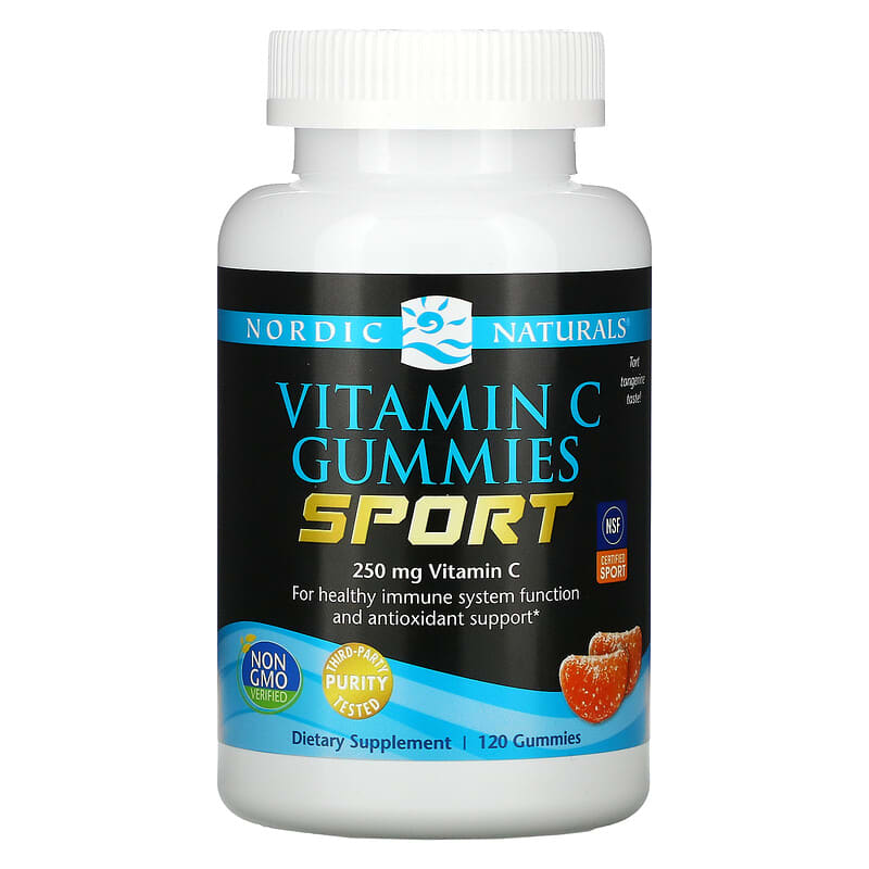 Nordic Naturals Sport Vitamin C Gummies Tart Tangerine 125 mg 120 Gummies 768990301629