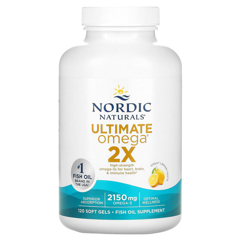 Nordic Naturals, Ultimate Omega 2X, Lemon, 1,075 mg, 120 Soft Gels 768990021527