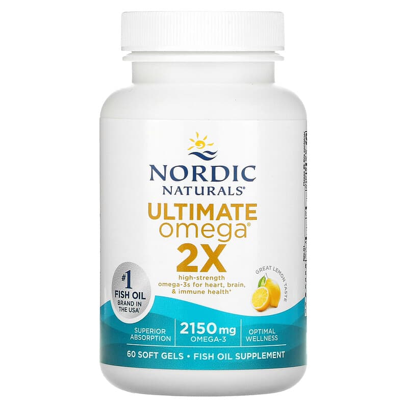 Nordic Naturals, Ultimate Omega 2X, Lemon, 1,075 mg, 60 Softgels 768990021503