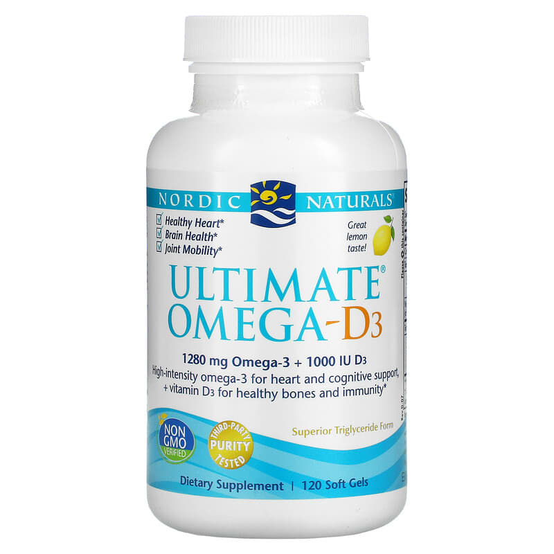 Nordic Naturals, Ultimate Omega-D3, Lemon, 640 mg, 120 Soft Gels 768990027949