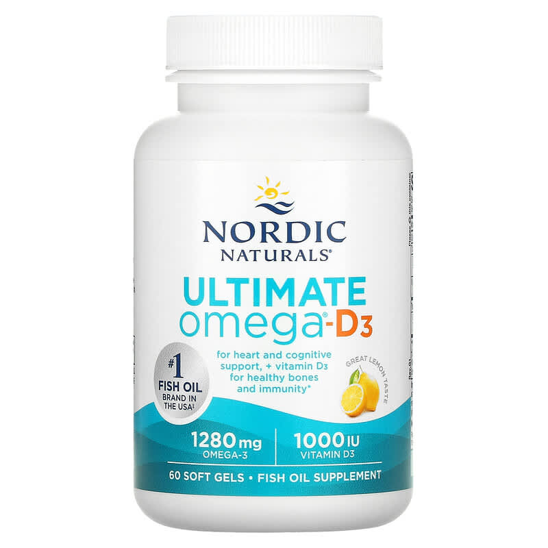 Nordic Naturals, Ultimate Omega-D3, Lemon, 640 mg, 60 Soft Gels 768990017940
