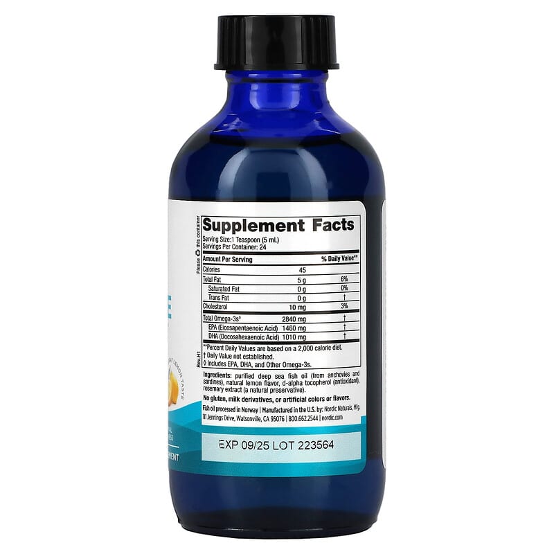 Nordic Naturals, Ultimate Omega, Lemon, 2,840 mg, 4 fl oz (119 ml) 768990017933