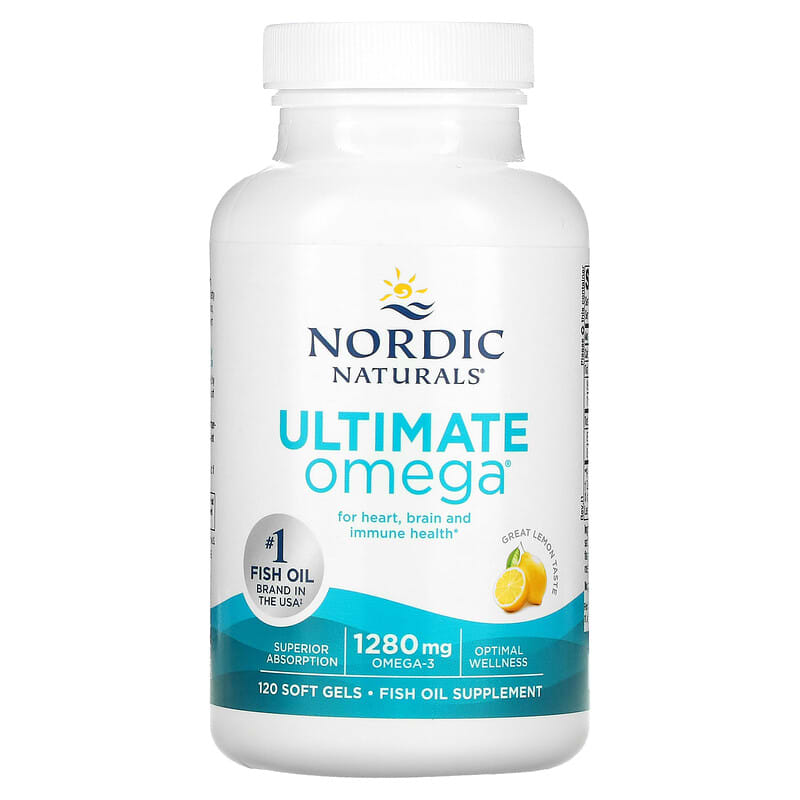 Nordic Naturals, Ultimate Omega, Lemon, 640 mg, 120 Soft Gels 768990027901