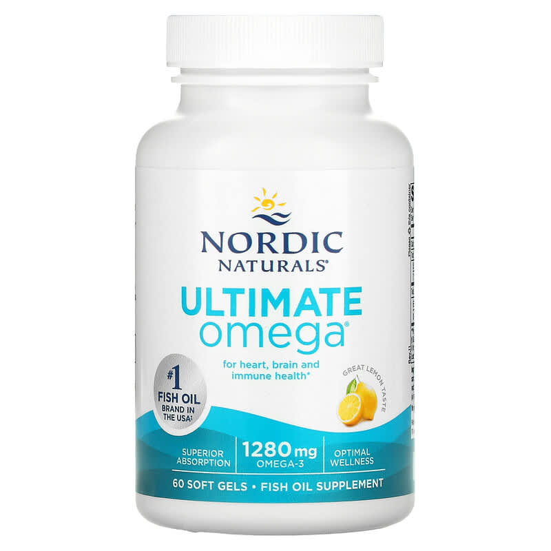 Nordic Naturals, Ultimate Omega, Lemon, 640 mg, 60 Soft Gels 768990017902