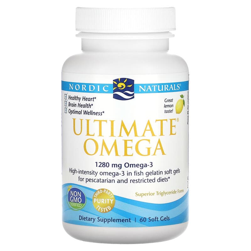 Nordic Naturals, Ultimate Omega, Lemon, 640 mg, 60 Soft Gels 768990017971