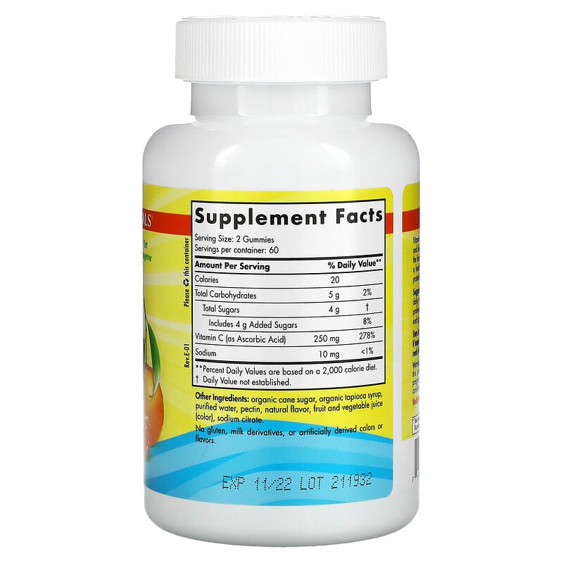 Nordic Naturals, Vitamin C Gummies, Tart Tangerine, 125 mg, 120 Gummies 768990301612