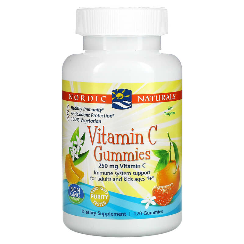 Nordic Naturals Vitamin C Gummies Tart Tangerine 125 mg 120 Gummies 768990301612