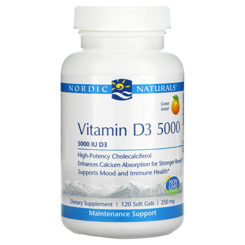 Nordic Naturals Vitamin D3 5000 Orange 5,000 IU 120 Soft Gels 768990016196