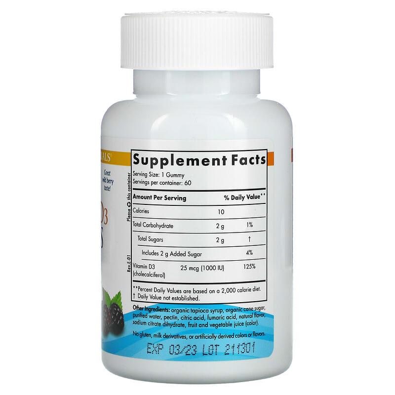 Nordic Naturals, Vitamin D3 Gummies, Wild Berry, 1,000 IU, 60 Gummies 768990311406