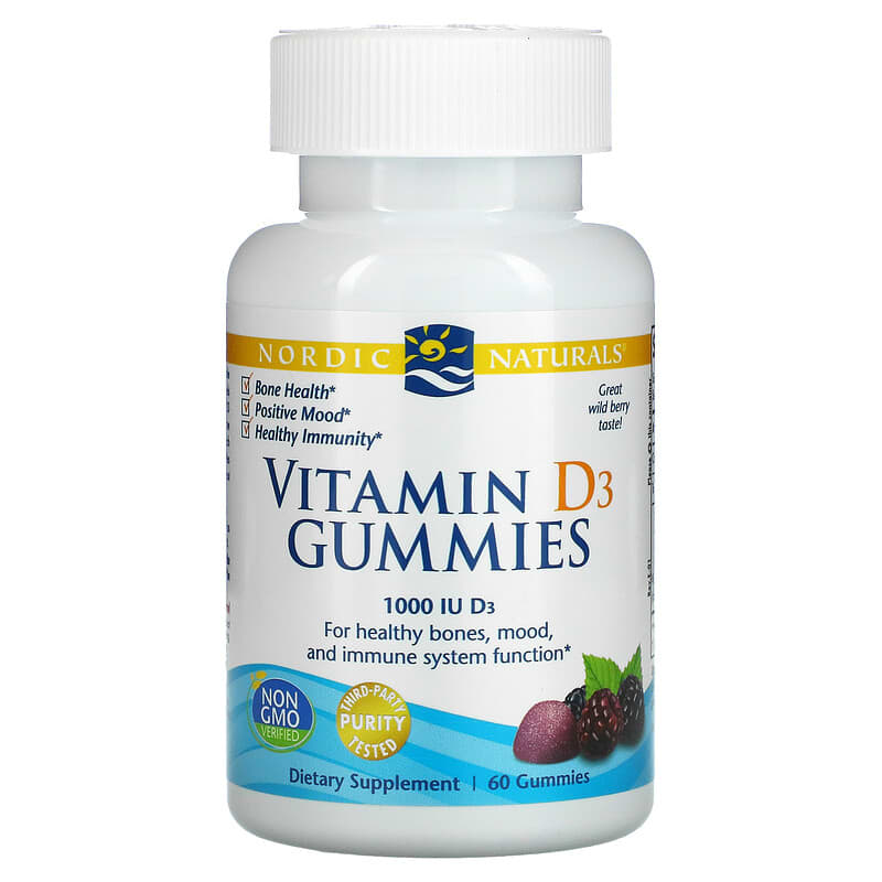 Nordic Naturals Vitamin D3 Gummies Wild Berry 1,000 IU 60 Gummies 768990311406