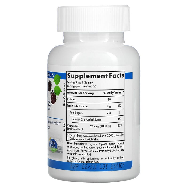 Nordic Naturals, Vitamin D3 Gummies, Wild Berry, 1,000 IU, 60 Gummies 768990311451