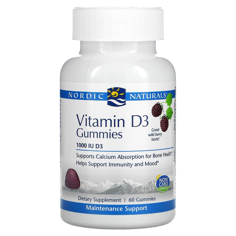 Nordic Naturals Vitamin D3 Gummies Wild Berry 1,000 IU 60 Gummies 768990311451