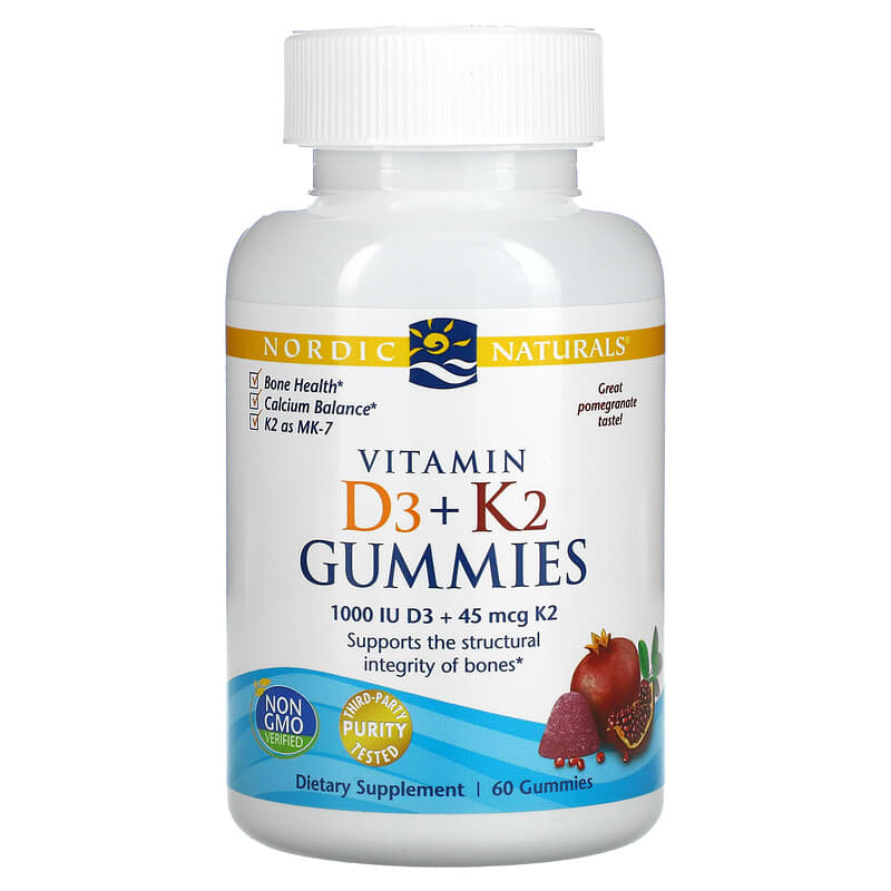 Nordic Naturals Vitamin D3 + K2 Gummies Pomegranate 60 Gummies 768990311604