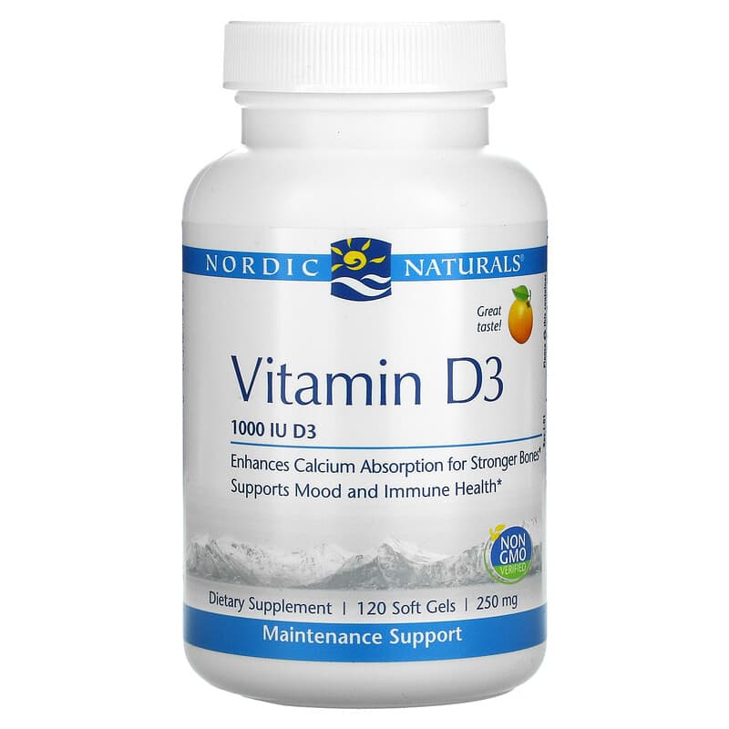 Nordic Naturals Vitamin D3 Orange 1,000 IU 120 Soft Gels 768990016011