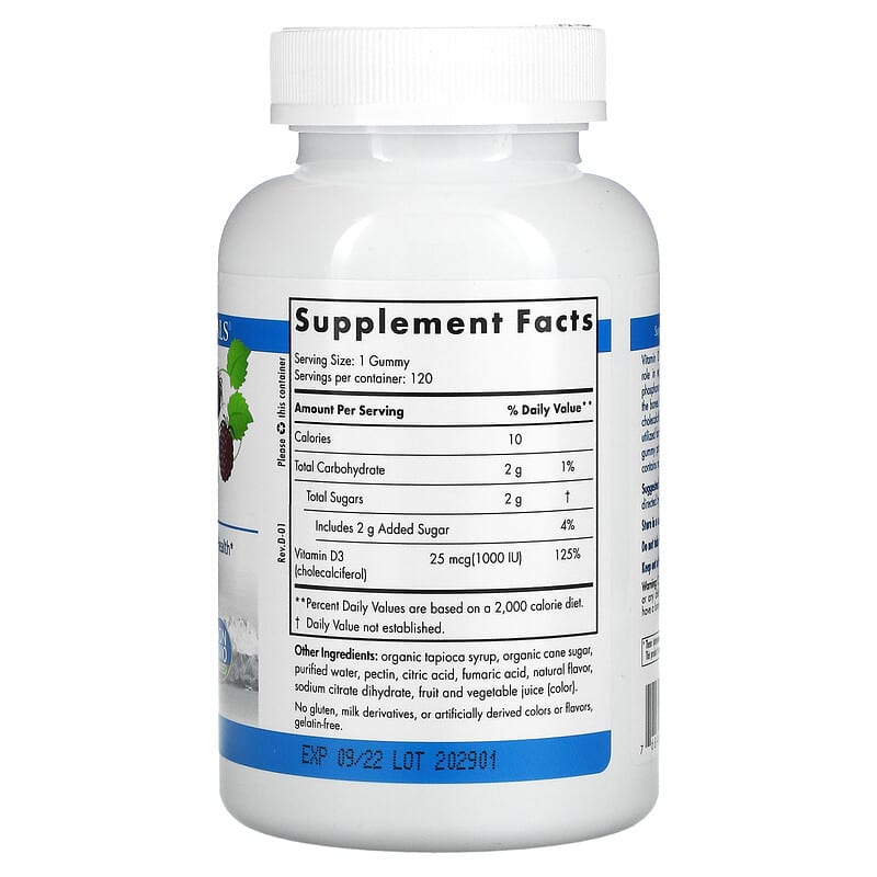 Nordic Naturals, Vitamin D3, Wild Berry, 1,000 IU, 120 Gummies 768990311468