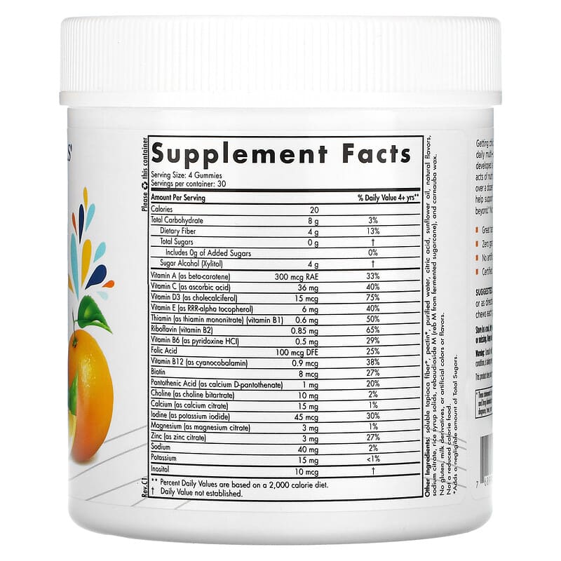 Nordic Naturals, Zero Sugar Kids Multi Gummies, Orange Lemon , 120 Gummies 768990301278