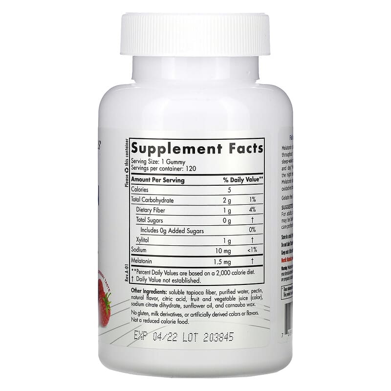 Nordic Naturals, Zero Sugar Melatonin Gummies, Raspberry, 1.5 mg, 120 Gummies 768990301896