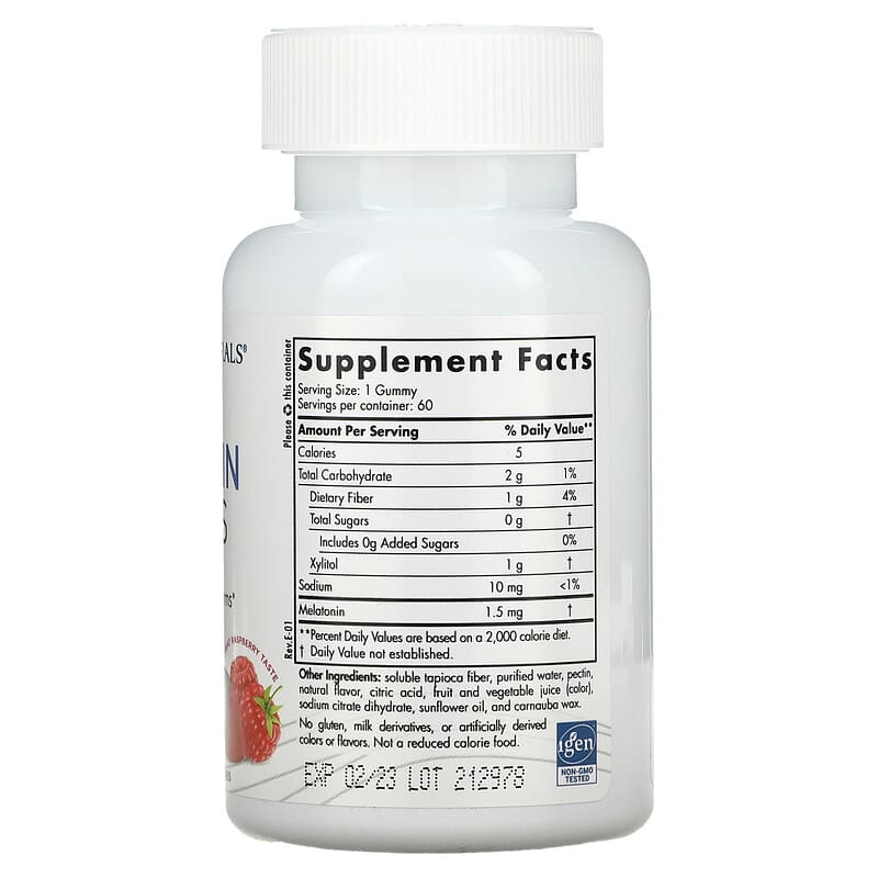 Nordic Naturals, Zero Sugar Melatonin Gummies, Raspberry, 1.5 mg, 60 Gummies 768990301889