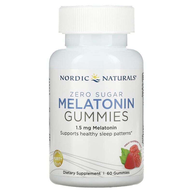 Nordic Naturals Zero Sugar Melatonin Gummies Raspberry 1.5 mg 60 Gummies 768990301889