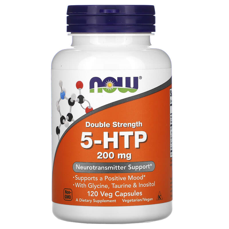 NOW Foods 5-HTP Double Strength 200 mg 120 Veg Capsules 733739001115