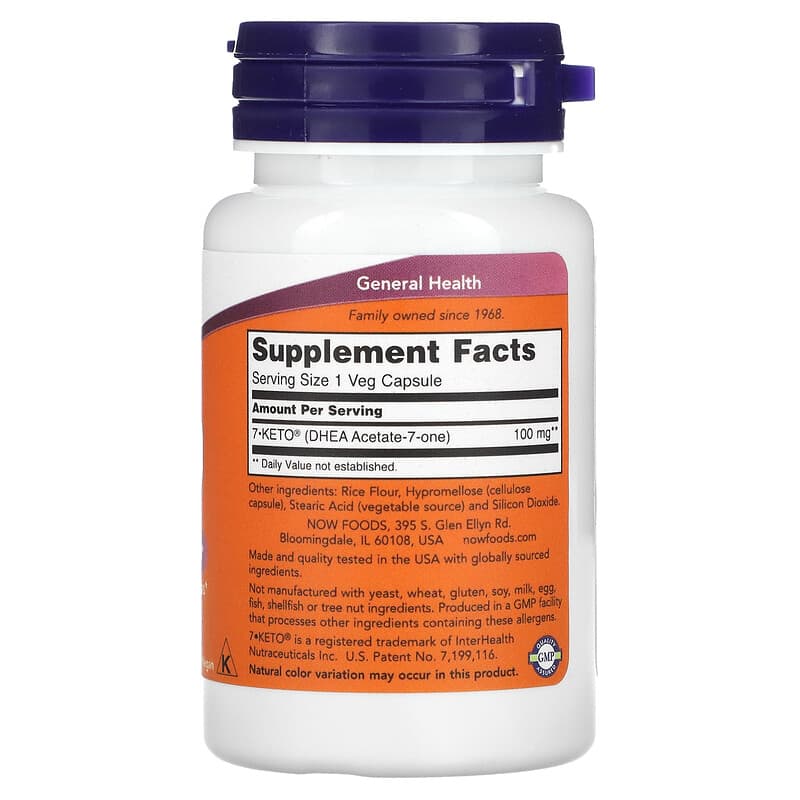NOW Foods, 7-KETO, 100 mg, 60 Veg Capsules 733739030139