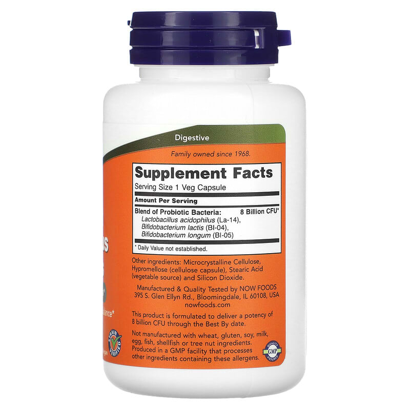 NOW Foods, 8 Billion Acidophilus & Bifidus, 120 Veg Capsules 733739029324