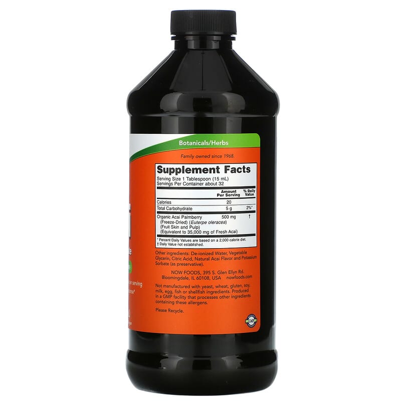 NOW Foods, Acai Liquid Concentrate, 16 fl oz (473 ml) 733739048042