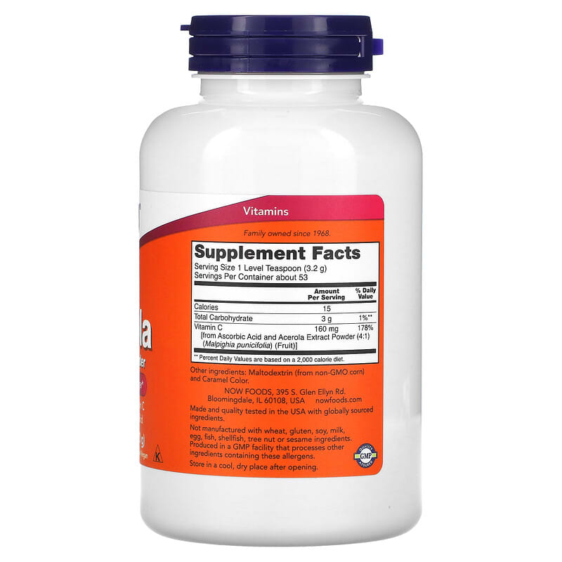 NOW Foods, Acerola 4:1 Extract Powder, 6 oz (170 g) 733739007407