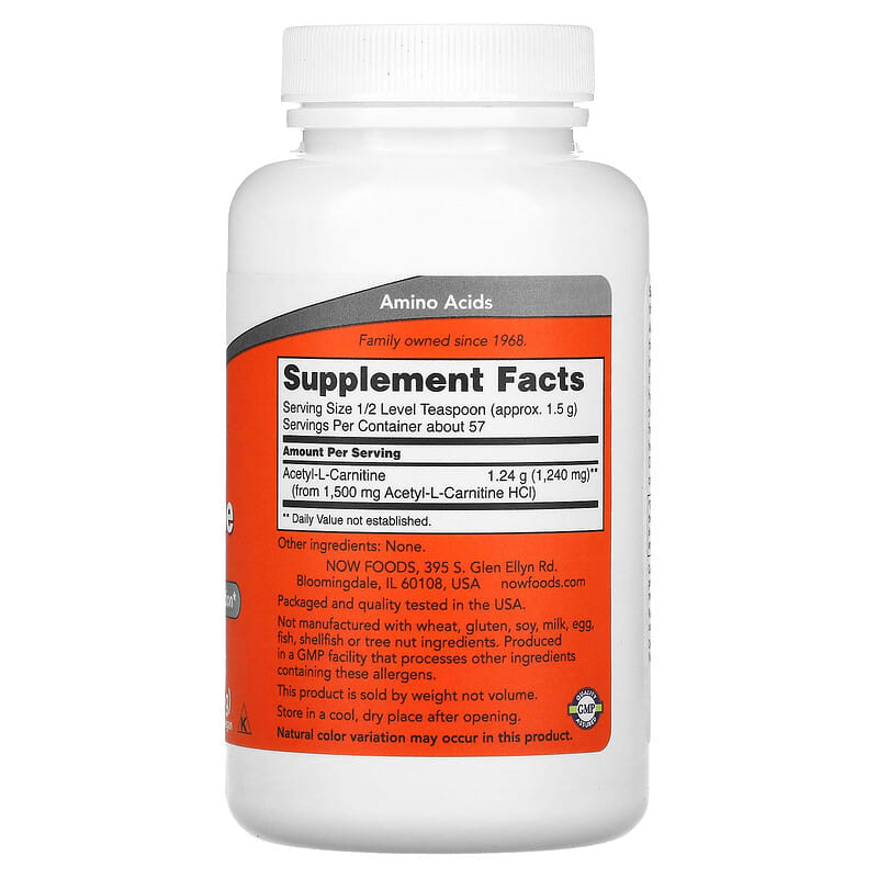 NOW Foods, Acetyl-L-Carnitine, 3 oz (85 g) 733739002082