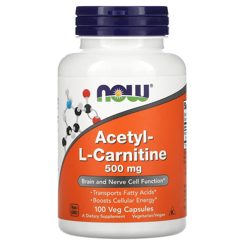 NOW Foods Acetyl-L-Carnitine 500 mg 100 Veg Capsules 733739000767