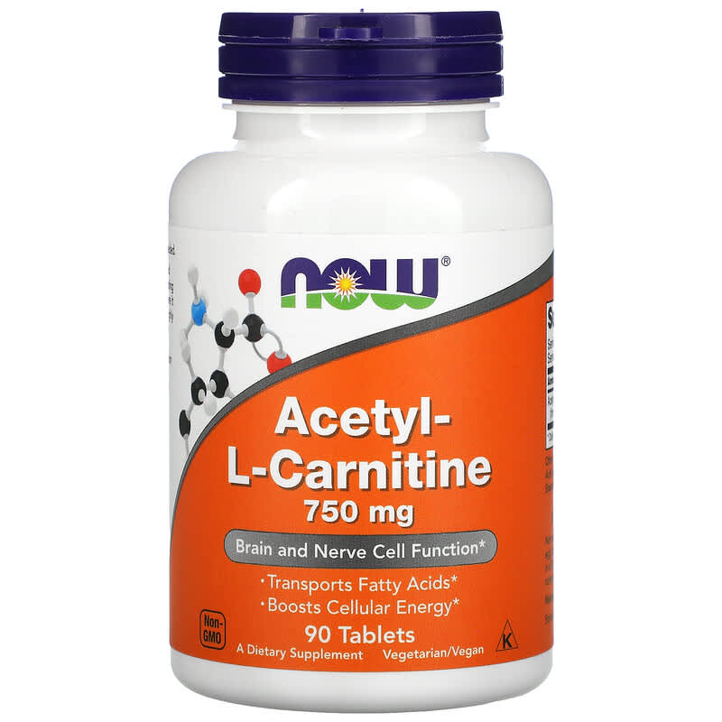 NOW Foods Acetyl-L Carnitine 750 mg 90 Tablets 733739000811