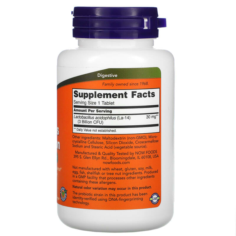 NOW Foods, Acidophilus Three Billion, 180 Tablets 733739029140