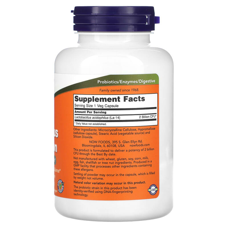 NOW Foods, Acidophilus Two Billion, 250 Veg Capsules 733739029072