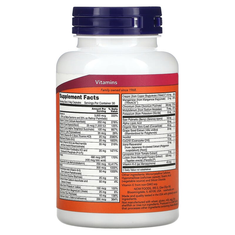 NOW Foods, ADAM, Superior Men's Multi, 90 Veg Capsules 733739038784