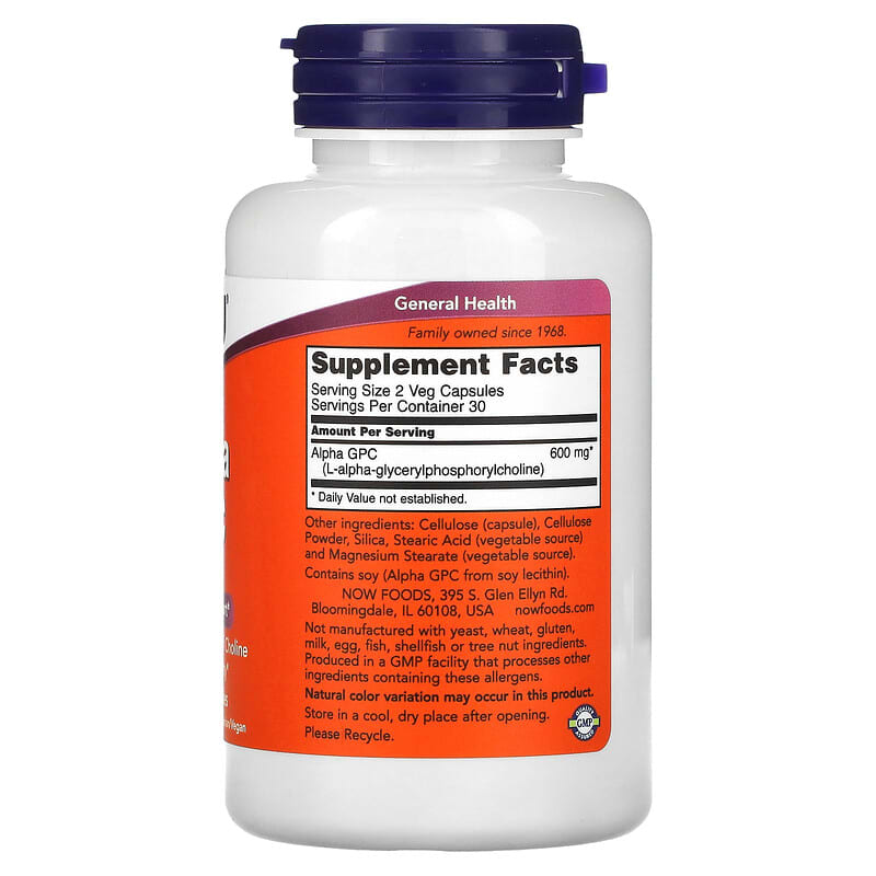 NOW Foods, Alpha GPC, 300 mg, 60 Veg Capsules 733739030856