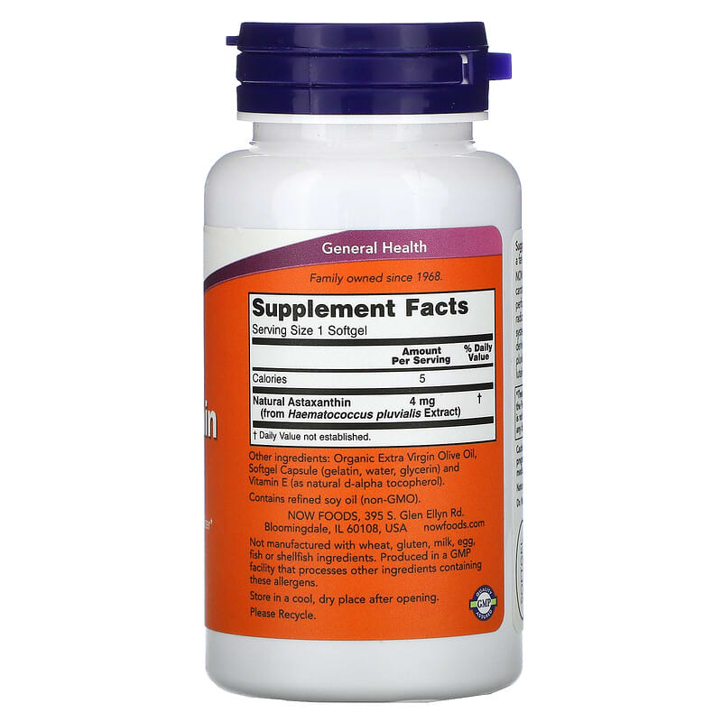 NOW Foods, Astaxanthin, 4 mg, 90 Softgels 733739023056