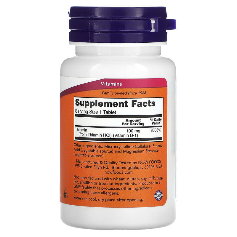 NOW Foods, B-1, 100 mg, 100 Tablets 733739004468