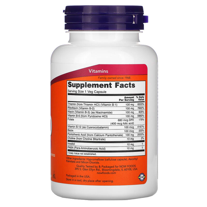 NOW Foods, B-100, 100 Veg Capsules 733739004369
