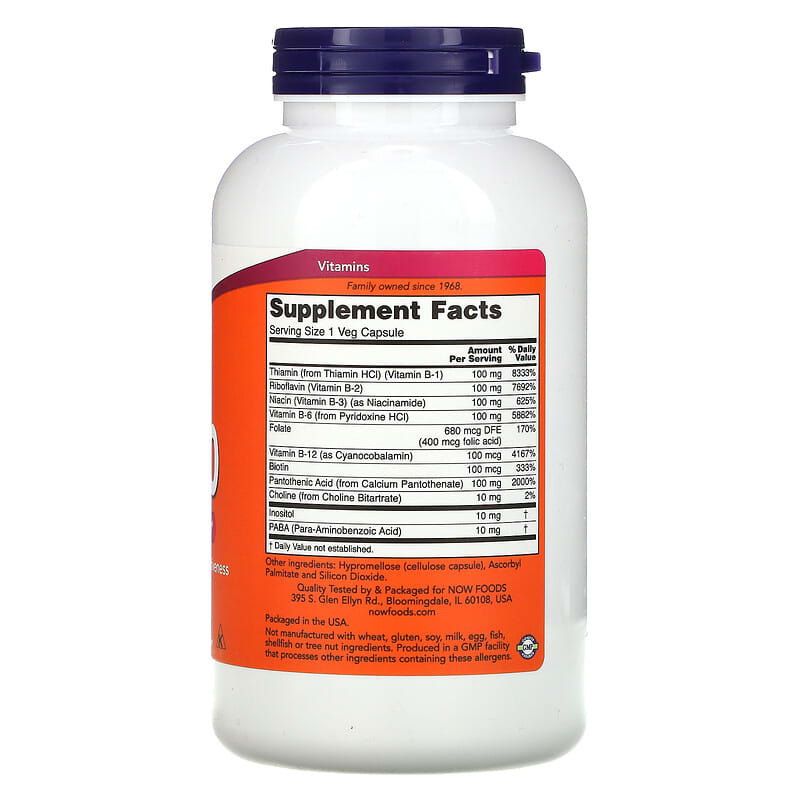 NOW Foods, B-100, 250 Veg Capsules 733739004383