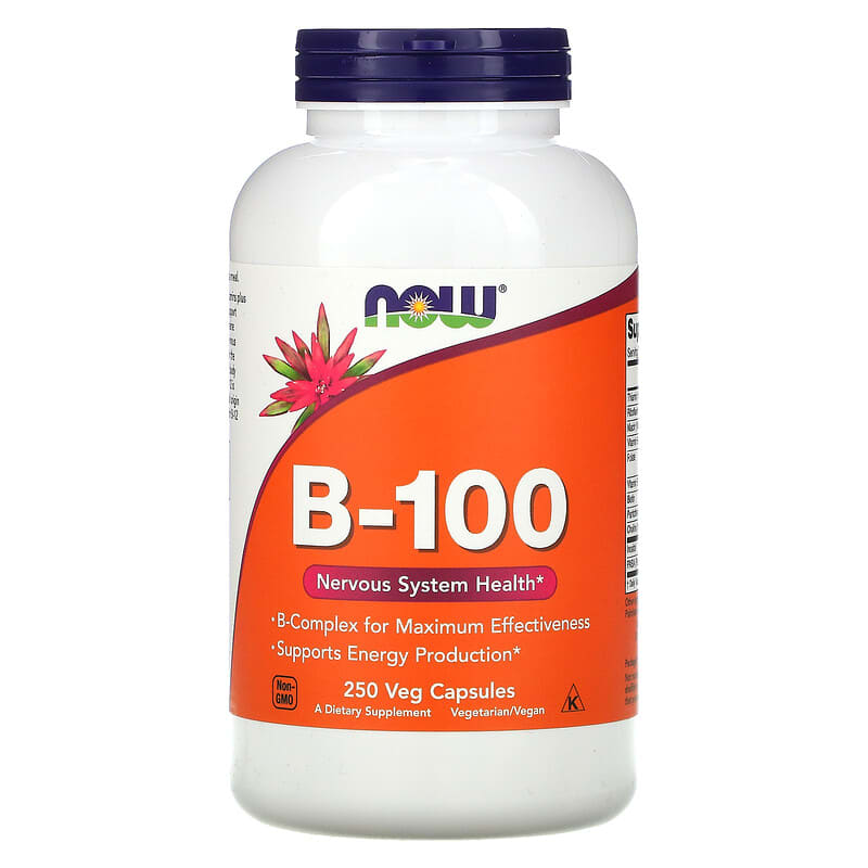 NOW Foods B-100 250 Veg Capsules 733739004383