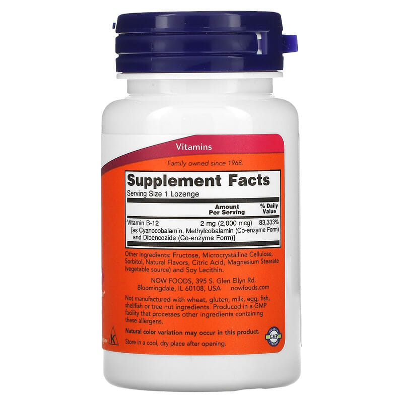 NOW Foods, B-12, 2,000 mcg, 100 Lozenges 733739004598