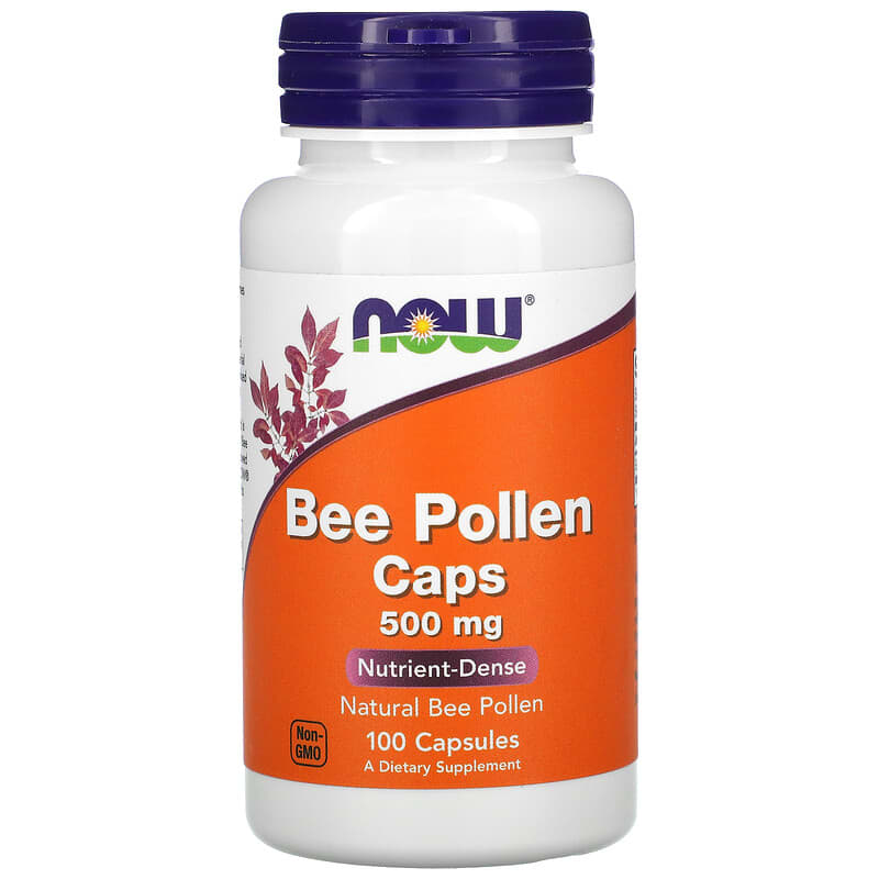 NOW Foods Bee Pollen Caps 500 mg 100 Capsules 733739025203
