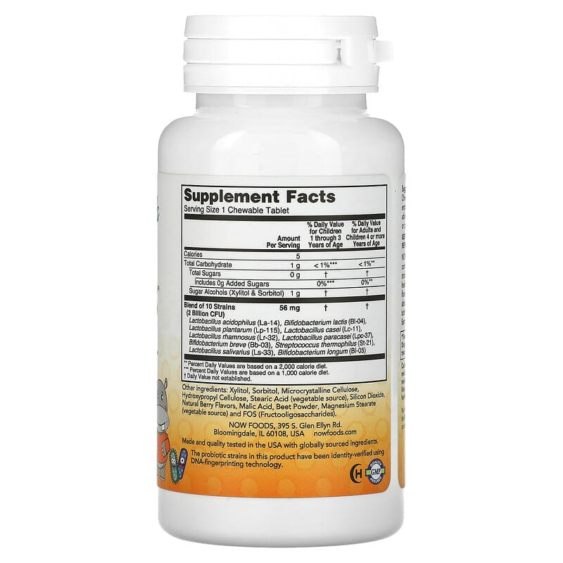 NOW Foods, Berry Dophilus, Kids, 2 Billion, 60 Chewables 733739029362