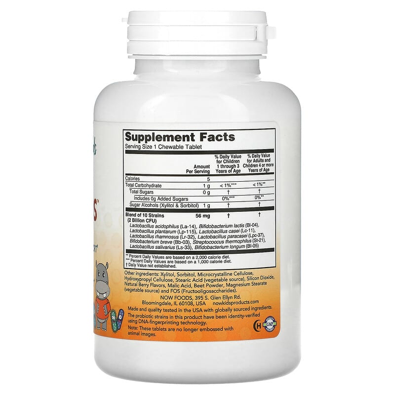 NOW Foods, Berry Dophilus, Kids, 2 Billion CFU, 120 Chewables 733739029492